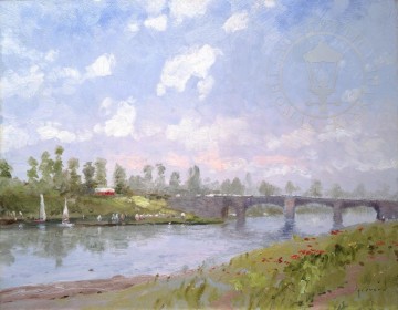 das picknick Ölbilder verkaufen - Das Flussufer Thomas Kinkade